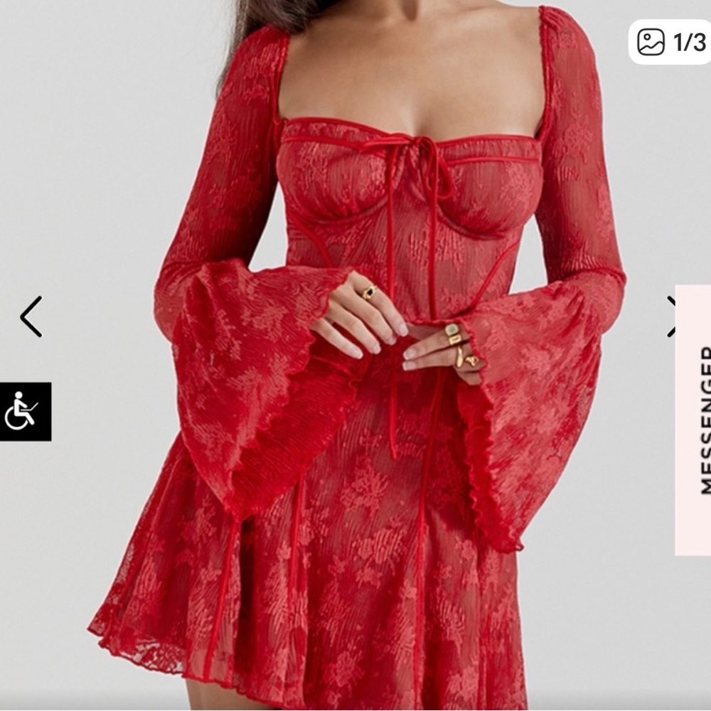 House of CB Analissa red lace mini dress